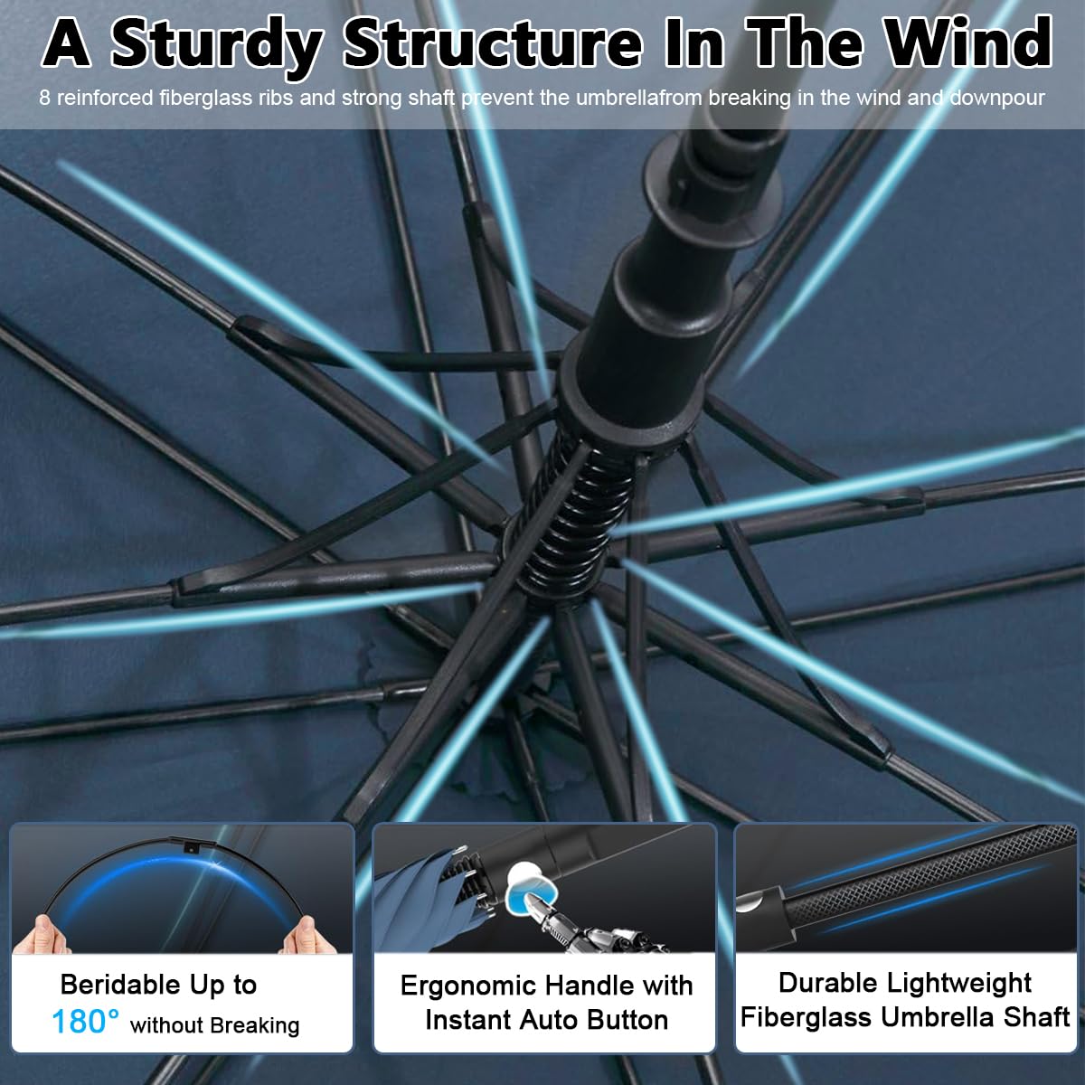 PALAY 52Inch Big Umbrella for Men, Auto Open Large Golf Umbrella Windproof, Oversize Rain Umbrella with Cover for Aldult Men, Windproof Waterproof Umbrella for Commuting, Travel (Blue) PALAY 52Inch Big Umbrella for Men, Auto Open Large Golf Umbrella Windproof, Oversize Rain Umbrella with Cover for Aldult Men, Windproof Waterproof Umbrella for Commuting, Travel (Blue)